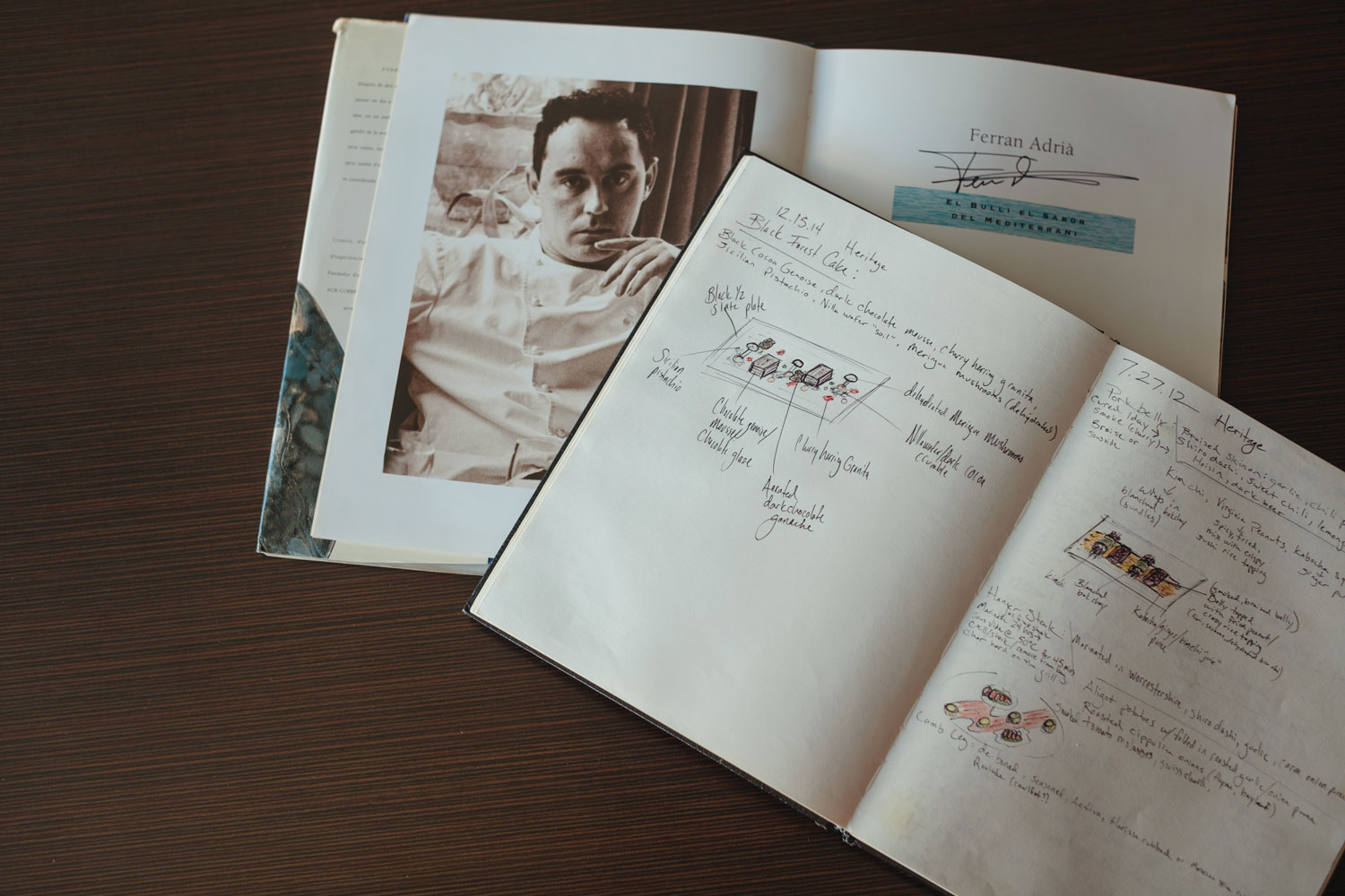 Ferran Adrià book and Joe Sparatta notebook